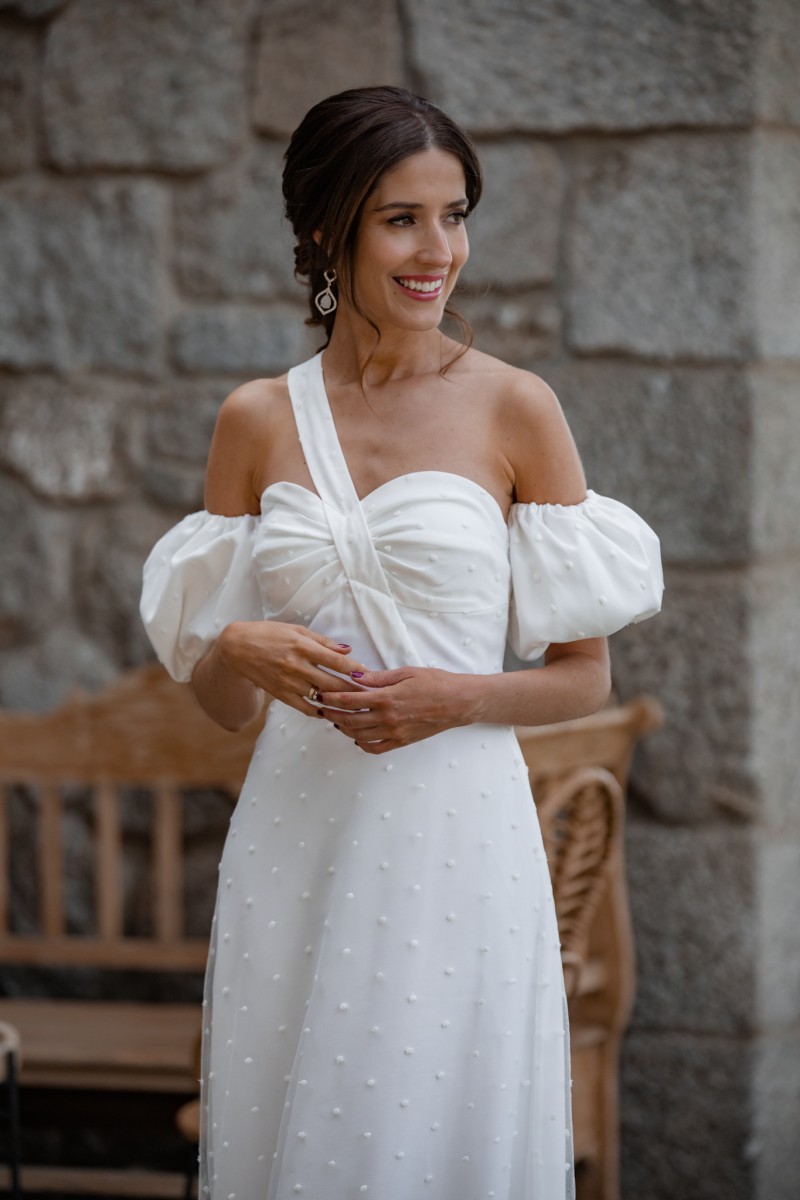 Long white dress for wedding vestido largo blanco para novia civil para novia civil, madre de bautizo o comunion de apparentia