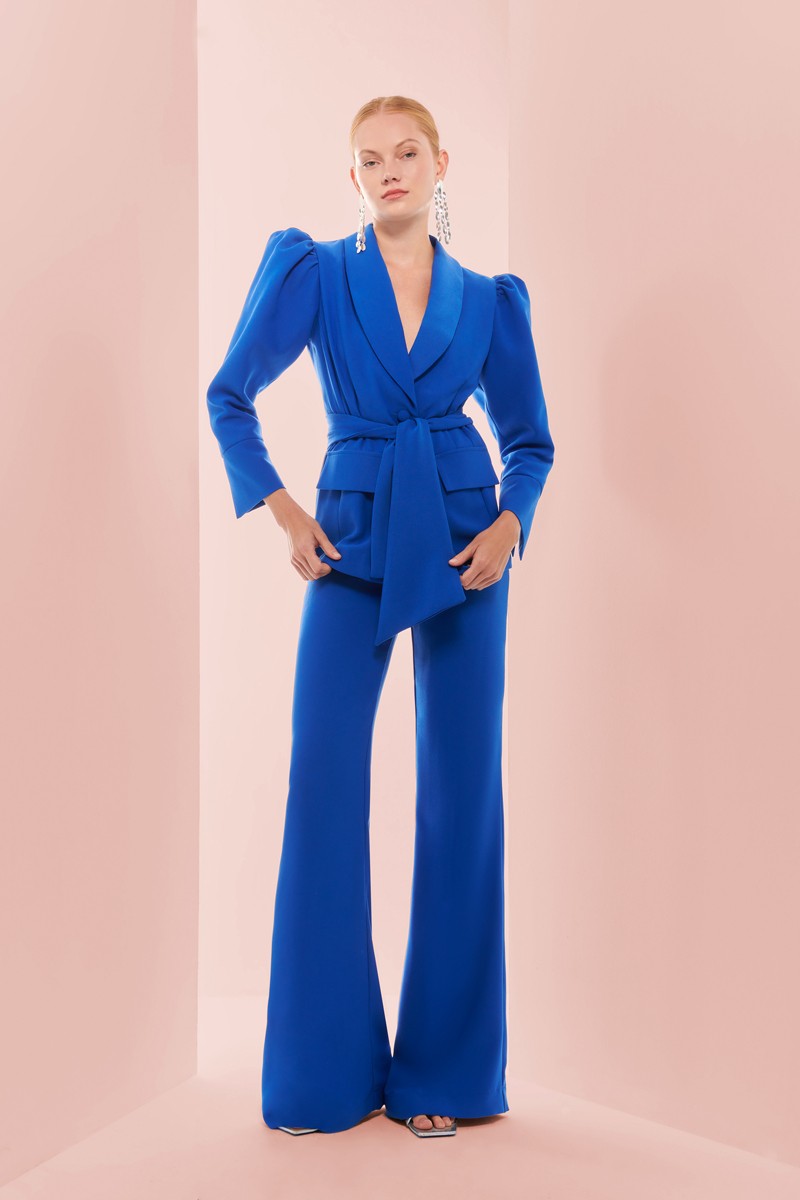 comprar online chaqueta crepe azul klein para boda, invitada, fiesta, celebracion, coctel, mamá de comunion, graduacion