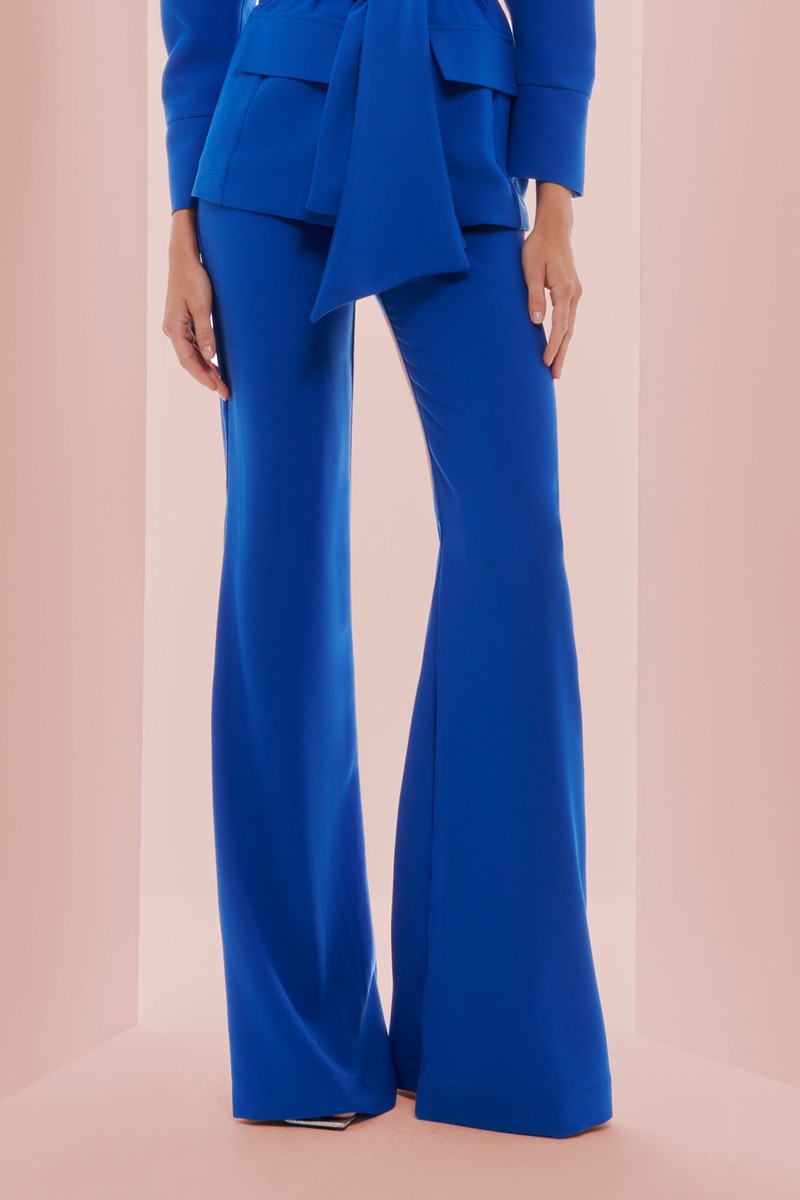 Pantalon palazzo de crepe azul klein para invitada de boda, graduación, fiesta, evento, mamá de comunion, bautizo, shop online, compra online