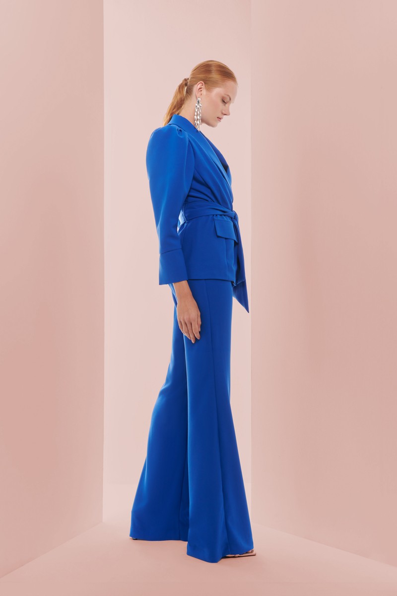 comprar palazzo de crepe azul klein para invitada de boda, graduación, fiesta, evento, mamá de comunion, bautizo, shop online, compra online