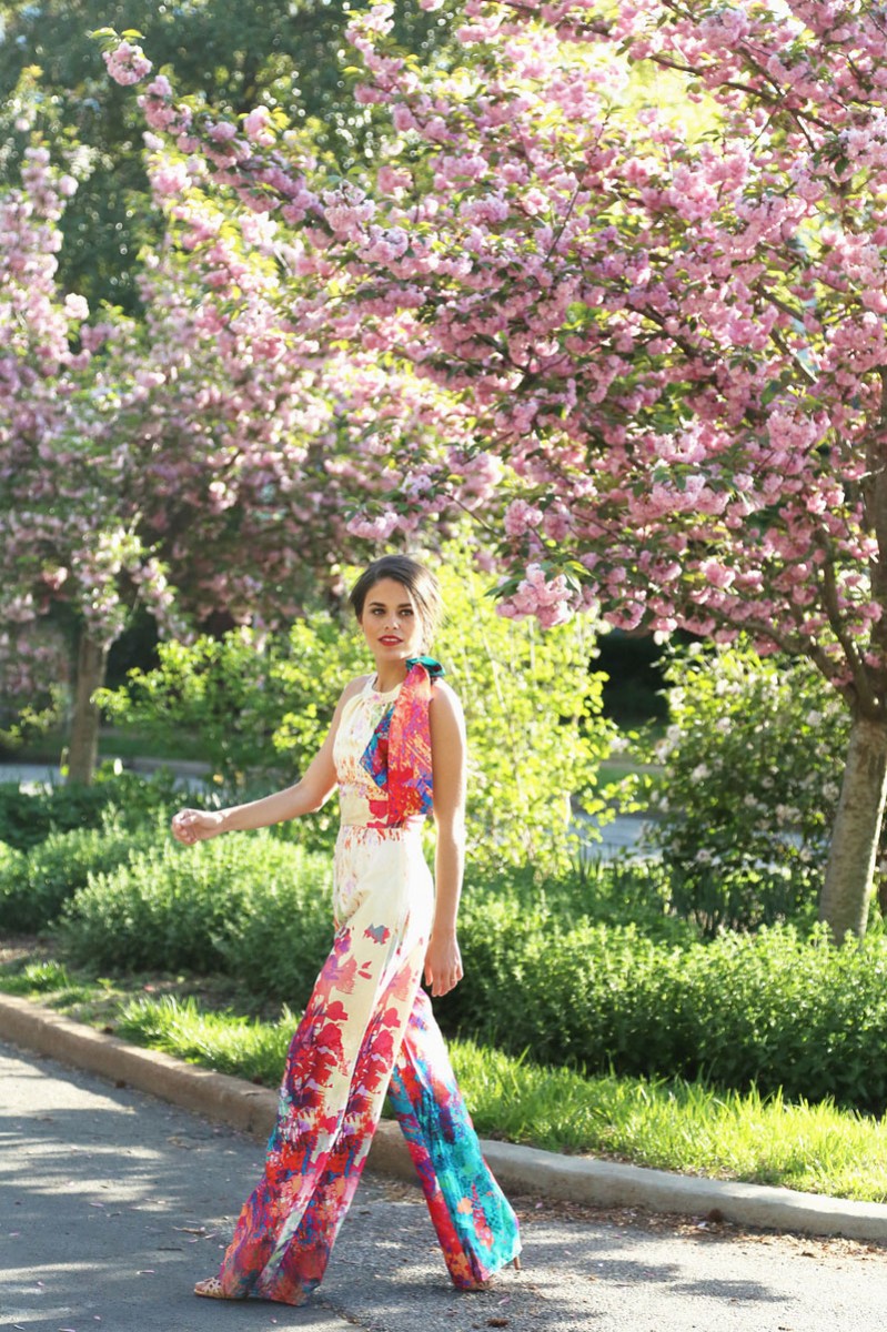 jumpsuit de fiesta estampado con escote halter pernera ancha y lazo en el hombro para invitadas boda evento coctel bautizo comunion graduacion de apparentia collection 2016